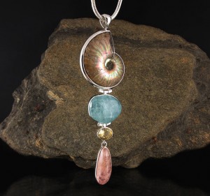 Opal Ammonite & Aquamarine & Citrine & Morganite Pdt XL