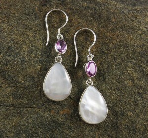 Amethyst & Mother of Pearl Earrings