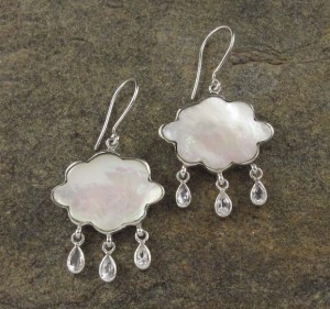 Mother of Pearl & White Topaz Earrings