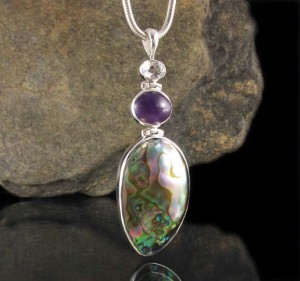 White Topaz & Amethyst & Paua Shell Pdt Lge