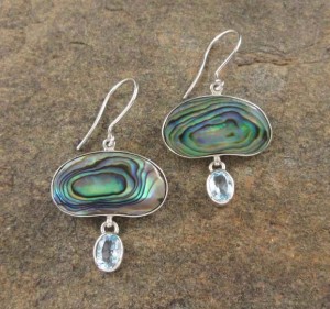 Paua Shell & Blue Topaz Earrings
