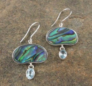 Paua Shell & Blue Topaz Earrings