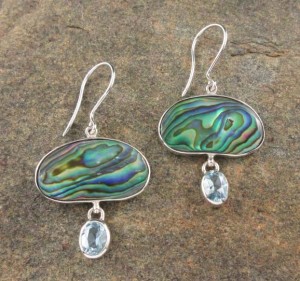 Paua Shell & Blue Topaz Earrings