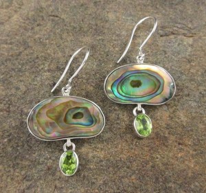 Paua Shell & Peridot Earrings