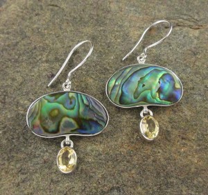 Paua Shell & Citrine Earrings