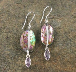 Paua Shell & Amethyst Earrings