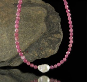 Ruby & Baroque Pearl Necklace