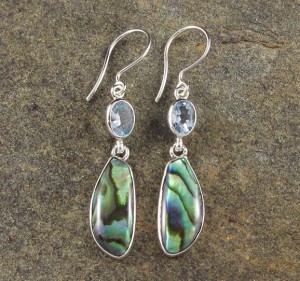 Blue Topaz & Paua Shell Earrings