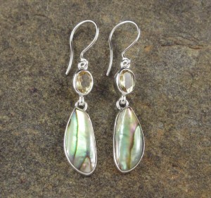 Citrine & Paua Shell Earrings