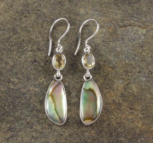 Citrine & Paua Shell Earrings