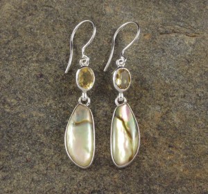 Citrine & Paua Shell Earrings