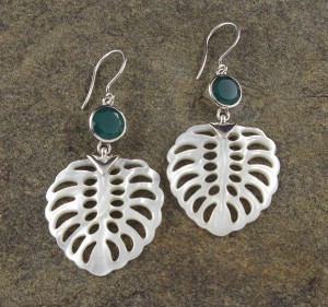 Green Chalcedony & Mother of Pearl Earrings