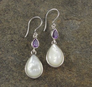 Amethyst & Mother of Pearl Earrings