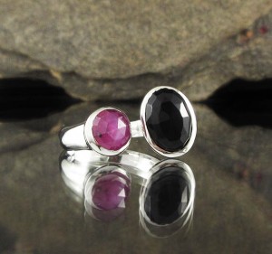 Black Spinel & Sapphire Ring