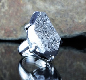 SALE Silver Druzy Quartz Ring