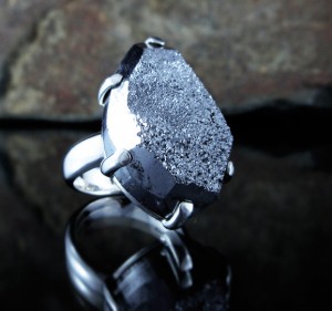 SALE Silver Druzy Quartz Ring
