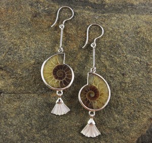 Ammonite & Mother of Pearl Earrings