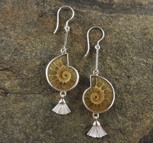 Ammonite & Mother of Pearl Earrings