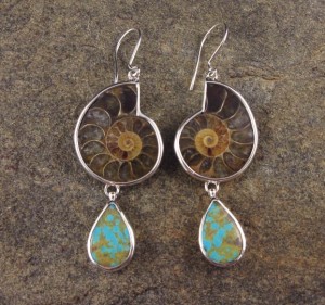 Ammonite & Arizona Turquoise Earrings