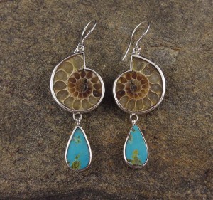 Ammonite & Arizona Turquoise Earrings