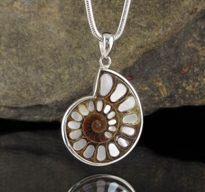 Ammonite with Mother of Pearl Inlay Pdt Lge
