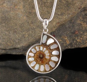 Ammonite with Mother of Pearl Inlay Pdt Lge