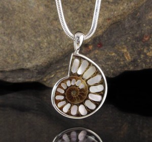 Ammonite with Mother of Pearl Inlay Pdt Med