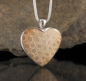 Fossil Coral Heart Pendant XL