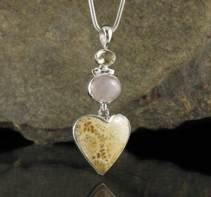 Citrine & Rose Quartz & Fossil Coral Pdt Lge