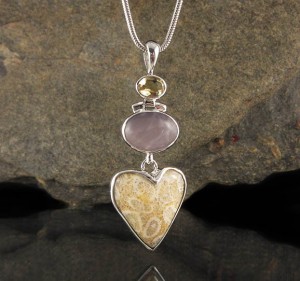 Citrine & Rose Quartz & Fossil Coral Pdt Lge