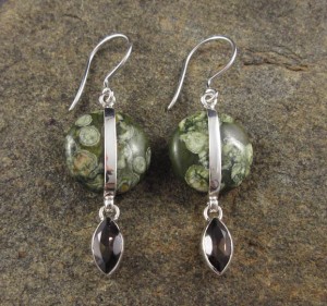 Rainforest Rhyolite & Smoky Quartz Earrings
