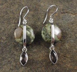 Rainforest Rhyolite & Smoky Quartz Earrings