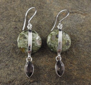 Rainforest Rhyolite & Smoky Quartz Earrings