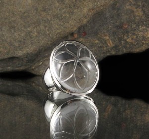 Clear Quartz Carved Flower Ring