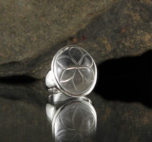 Clear Quartz Carved Flower Ring
