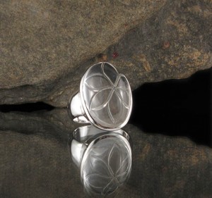 Clear Quartz Carved Flower Ring