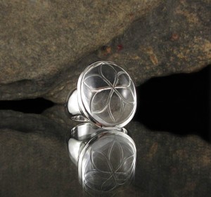 Clear Quartz Carved Flower Ring