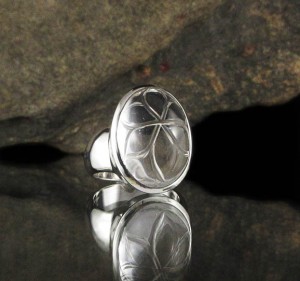 Clear Quartz Carved Flower Ring