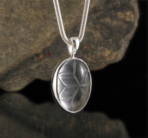 Clear Quartz Carved Flower Pendant Med
