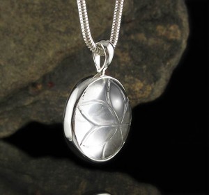 Clear Quartz Carved Flower Pendant Med