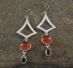 Carnelian & Smoky Quartz Earrings XL