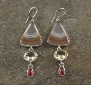 Banded Carnelian & Citrine Earrings