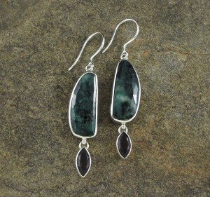 Emerald & Smoky Quartz Earrings