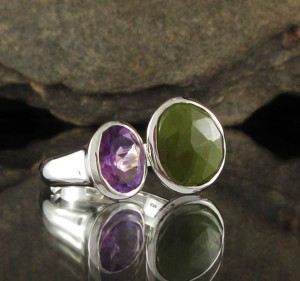 Vesuvianite & Amethyst Ring