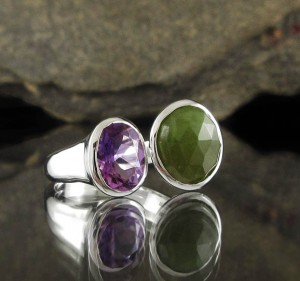 Vesuvianite & Amethyst Ring