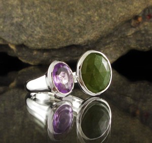 Vesuvianite & Amethyst Ring