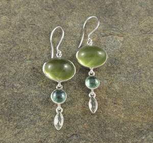 Lemon Quartz & Kyanite & Praisiolite Earrings