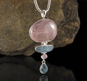 Rose Quartz & Aquamarine Pdt Lge