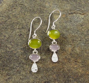 Yellow Agate & Rose Quartz Earrings
