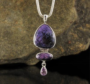 Charoite & Amethyst Pendant Med